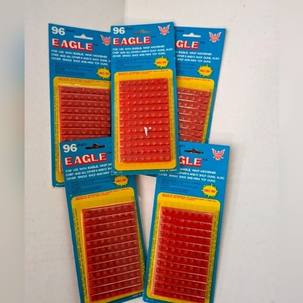 Set of 5 packs Eagle Shot Caps. 96 shots per pack.